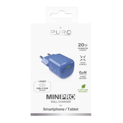 2. Ładowarka sieciowa Puro 20W GaN USB-C - niebieska