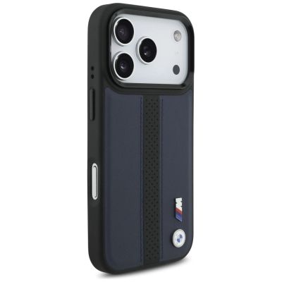 4. Etui BMW M Perforated Stripe Logo MagSafe na iPhone 17 Pro - granatowe