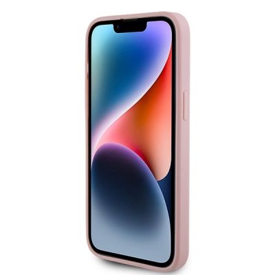 5. Etui Guess Glitter Script Big 4G do iPhone 15 Pro - różowe