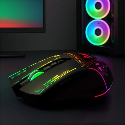 7. Mysz bezprzewodowa Wozinsky WMGB-3200 gamingowa optyczna z wbudowanym akumulatorem 3200 DPI z oświetleniem RGB - czarna