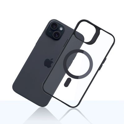 8. Etui 3mk Satin Armor MagCase z MagSafe na iPhone 15 - przezroczyste z czarną ramką