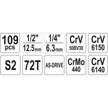 Yato YT-38891 zestaw kluczy i narzędzi- 109 sztuk