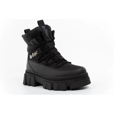3. Lee Cooper buty zimowe damskie czarne ocieplane botki na zamek