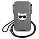 Torebka na telefon Karl Lagerfeld Saffiano Ikonik Choupette Head - szara