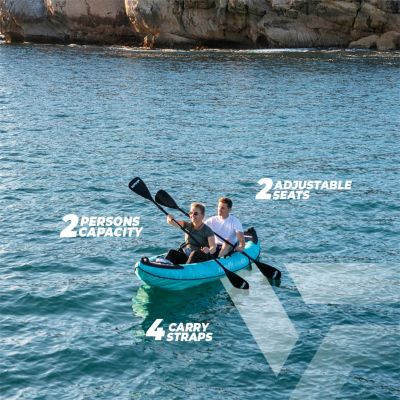 39. VIRTUFIT KAJAK 335 - TURKUSOWY - Z SIEDZENIAMI KAJAKOWYMI I TORBĄ DO NOSZENIA