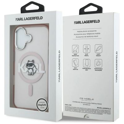 8. Etui Karl Lagerfeld IML Choupette Sketch Logo MagSafe na iPhone 17 - różowe