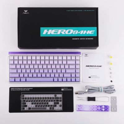 7. Klawiatura gasket HERO84 HE White+Purple+Gradient+LIGHT JadeKing switch RGB AULA