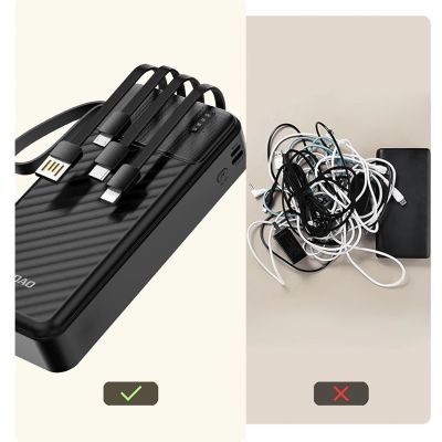 7. Powerbank Dudao K11 Pro 20000mAh z wbudowanymi kablami - czarny