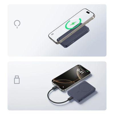 6. Powerbank Baseus EnerFill FM11 10000mAh 22.5W kompatybilny z MagSafe z czarnym kablem Basues Simple USB-C 20V/3A 30cm - ciemnoszary