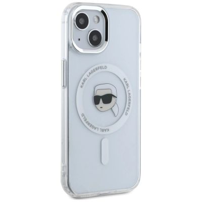 4. Etui Karl Lagerfeld IML Metal Karl Head MagSafe do iPhone 15 biały