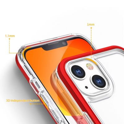 4. Clear 3in1 etui do iPhone 13 mini żelowy pokrowiec z ramką czerwony