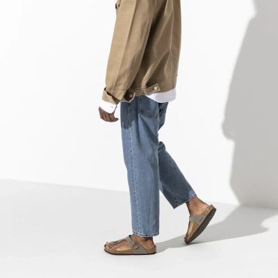 19. Japonki męskie szare Birkenstock Gizeh Birko-Flor Nubuck Stone regular szerokie (43391)
