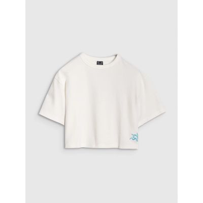 4. Damski t-shirt crop top 4F 4FWSS25TTSHF1977-11S