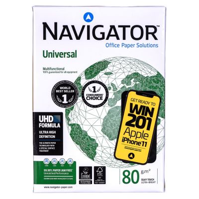 2. Papier xero ksero biurowy Universal Premium Navigator 8247A80 (A4; 80g/m2; 500 szt.arkuszy; papier biały)
