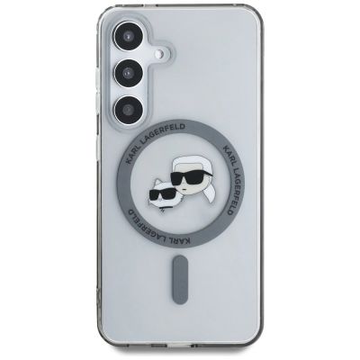 3. Etui Karl Lagerfeld Button Karl & Choupette Heads Printed Logo MagSafe Samsung Galaxy S25 Plus czarny