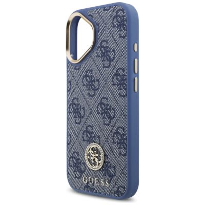 6. Etui Guess 4G Strass Logo & Big Strap Metal Buttons MagSafe na iPhone 17 - niebieskie