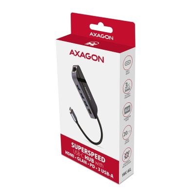 3. Axagon HMC-6GL stacja dokująca USB 3.2 Gen 1 (3.1 Gen 1) Type-C Czarny, Szary