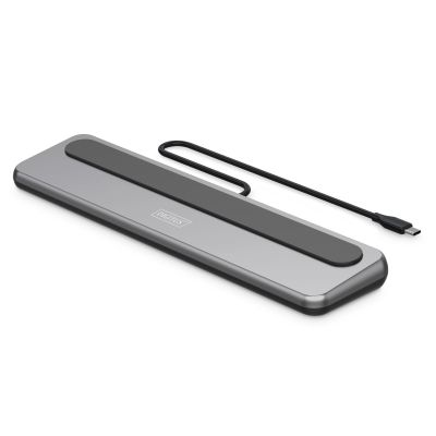 5. Stacja dokująca USB-C 12 portowa, max. 8K/30Hz z HDR, HDMI, DP, max. 3 monitory (MST), USB-C 3.2 Gen2, Gigabit Ethernet, SD/Micro SD, Audio, PD 100W