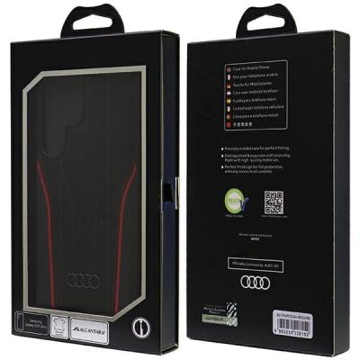 7. Audi Genuine Leather MagSafe S24 Ultra S928 czarno-czerwony/black-red hardcase AU-TPUPCS24U-R8/D3-RD