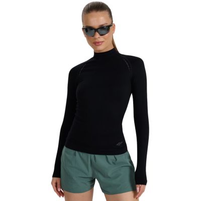 9. Koszulka damska longsleeve 4F F419 głęboka czerń 4FWAW25TFLOF419 20S