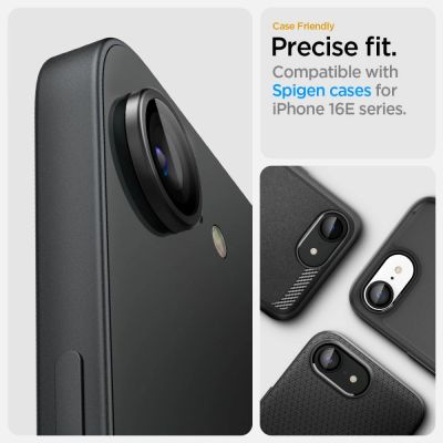 9. Osłona aparatu Spigen Optik Pro GLAS.TR "Ez Fit" 2-pack na iPhone 16e / 17e - czarna