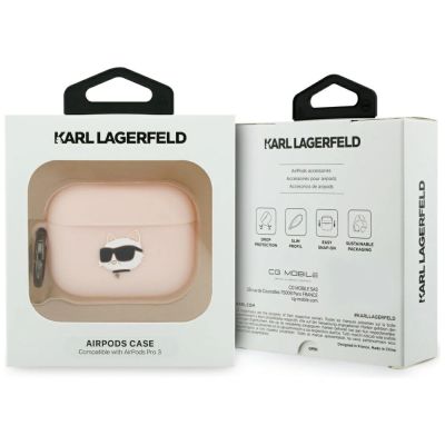 4. Etui Karl Lagerfeld Silicone Chaupette Head 3D na AirPods Pro 3 - różowe
