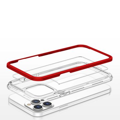 5. Clear 3in1 etui do iPhone 13 Pro żelowy pokrowiec z ramką czerwony