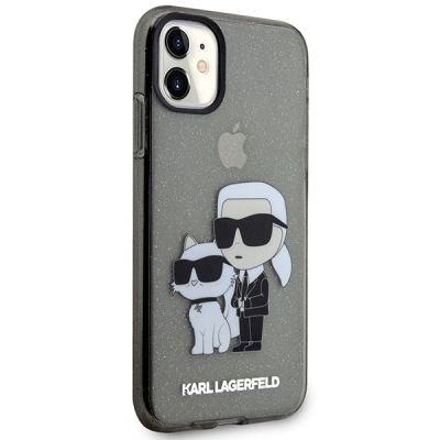 4. Etui Karl Lagerfeld Glitter Karl&Choupette na iPhone 11 / Xr - czarne