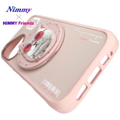 13. Etui Nimmy Glasses Cool Cat MagSafe na iPhone 16 - różowe