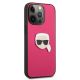 4. Etui Karl Lagerfeld Leather Ikonik Karl's Head Metal na iPhone 13 Pro / 13 6,1" - różowe
