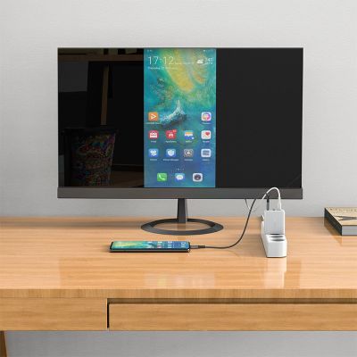 3. Acefast 2w1 ładowarka sieciowa GaN 65W USB Typ C / USB, adapter przejściówka HDMI 4K@60Hz (zestaw z kablem) biały (A17 white)