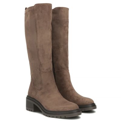 4. Kozaki damskie zamszowe na klocku taupe Filippo DKZ8310