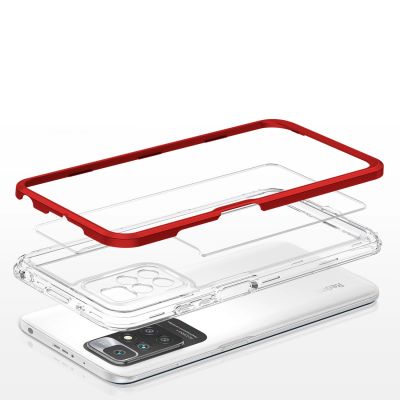 5. Clear 3in1 etui do Xiaomi Redmi 10 żelowy pokrowiec z ramką czerwony