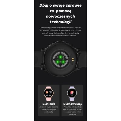 20. Smartwatch Damski GRAVITY GT12-3 Różowy Pasek Silikonowy + Bransoleta Różowe Złoto