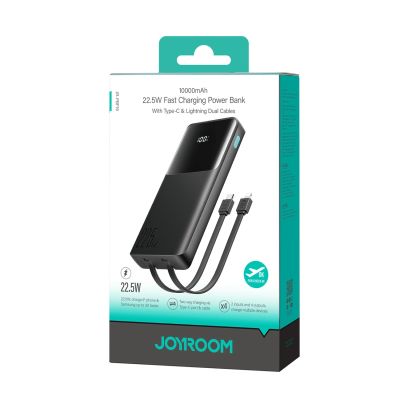 7. Powerbank Joyroom JR-PBF19 22.5W 10000mAh z dwoma wbudowanymi kablami - czarny