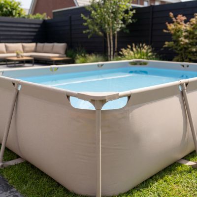 5. VIRTUFIT PROSTOKĄTNY BASEN 300 x 210 CM Z POMPĄ FILTRUJĄCĄ BEŻOWY