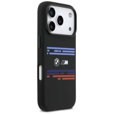 4. Etui BMW M Silicon Horizontal Line MagSafe na iPhone 17 Pro - czarne