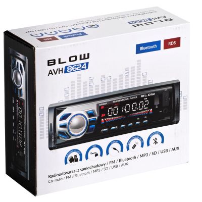 9. Radioodtwarzacz BLOW AVH-8624 AVH-8624 (Bluetooth, USB + AUX + karty SD)