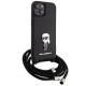 3. Etui Karl Lagerfeld Crossbody Saffiano Monogram Metal Pin Karl & Choupette na iPhone 15 - czarne