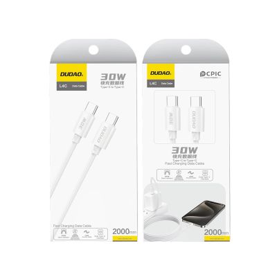 3. Kabel Dudao L4C USB-C / USB-C 30W 2m - biały