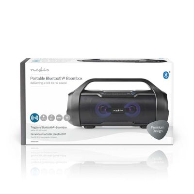 19. Głośnik Nedis Party Boombox 60W LED [60W/ 6Std Akku/ Bluetooth/ TWS/ LED]