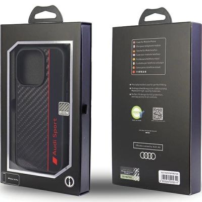 6. Etui Audi Carbon Fiber Stripe na iPhone 14 Pro - czarne