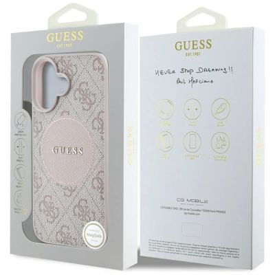 8. Etui Guess 4G Circle Classic Logo MagSafe na iPhone 16 - różowe