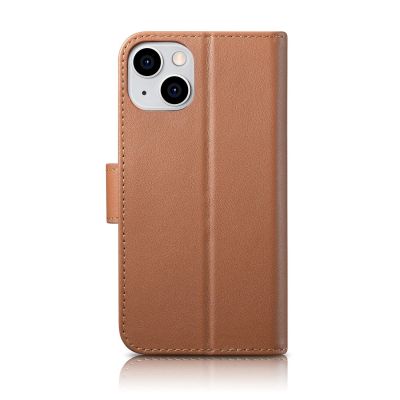 2. iCarer Wallet Case 2in1 etui iPhone 14 skórzany pokrowiec z klapką Anti-RFID brązowy (WMI14220725-BN)