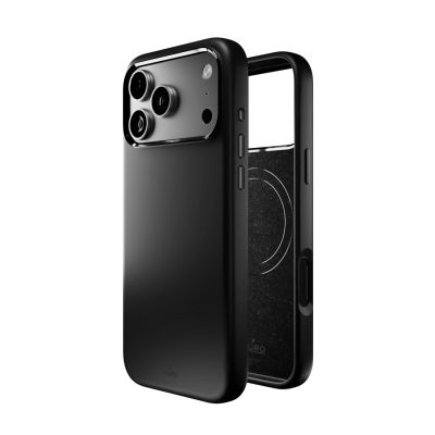 5. Etui silikonowe Puro Icon Mag Pro Liquid Silicone na iPhone 17 Pro Max kompatybilne z MagSafe, z ochroną aparatu i aluminiowymi przyciskami - czarne