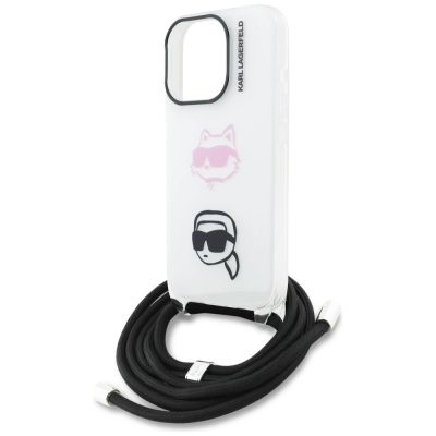5. Etui Karl Lagerfeld IML Crossbody Karl&Choupette Head na iPhone 16 Pro Max - białe