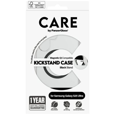 4. Etui CARE by PanzerGlass Feature Black Kickstand & QI do Samsung Galaxy S25 Ultra - przezroczysty