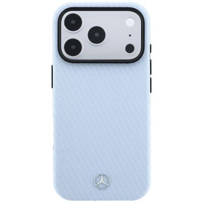 3. Etui Mercedes Leather Semi Wrap Wood Effect MagSafe na iPhone 17 Pro Max / 18 Pro Max - niebieskie