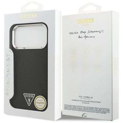 8. Etui Guess Grained Triangle Logo MagSafe na iPhone 17 Pro Max - czarne