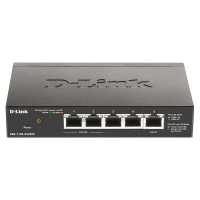 2. D-Link DGS-1100-05PDV2 łącza sieciowe Zarządzany Gigabit Ethernet (10/100/1000) Obsługa PoE Czarny